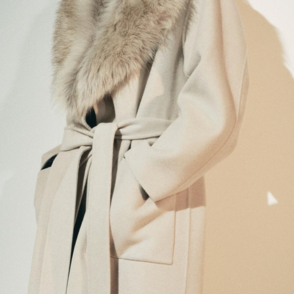 Zara Cream Trench Coat with Faux Fur Collar